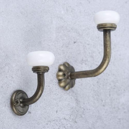 1Pcs Vintage Bronze Hooks Ceramic Door Hanger Hooks Bathroom Wall Hanger For Hanging Hats Bag Keychain With Screws