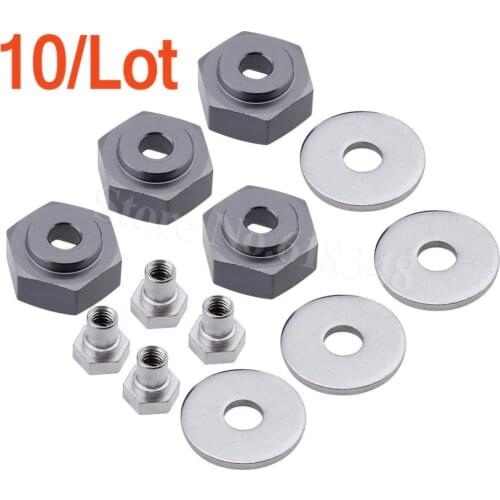 10/Lot 12mm Turn 17mm Aluminum Wheel Hex Adapter Drive Hub 4P For 1/10 Scale RC Hobby Car Off Road Monster Truck Buggy