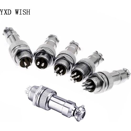 10female+10male=10Set)/lot 7/16" GX12 Aviation Circular Connector GX12 2 3 4 5 6 7pin Male Plug& Female Socket 12mm DF12 M12