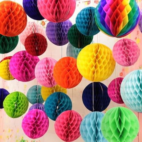 10 Pieces 6-8-10-12 Inch 12 Colors Hanging Honeycomb Ball Paper Lanterns For Wedding and Birthday Party Decoration