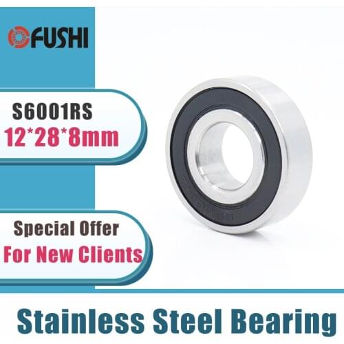 10PCS S6001RS Bearing 12*28*8 mm ABEC-3 440C Stainless Steel S 6001RS Ball Bearings 6001 Stainless Steel Ball Bearing
