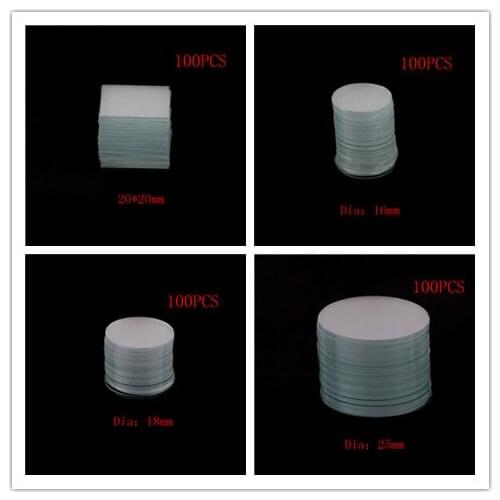 100 PCS/lot 16/18/20/25mm Circular/Square Cover Slides Diameter Glass Plate Coverslips WHB Round Coverslip
