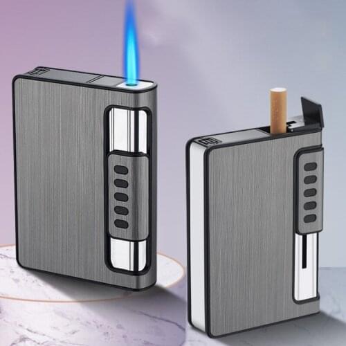 12 Cigarette ) Automatic Ejection Windproof Lighter Cigarette Case Fashion Flameless Inflatable Gas Lighter Cigarette Box