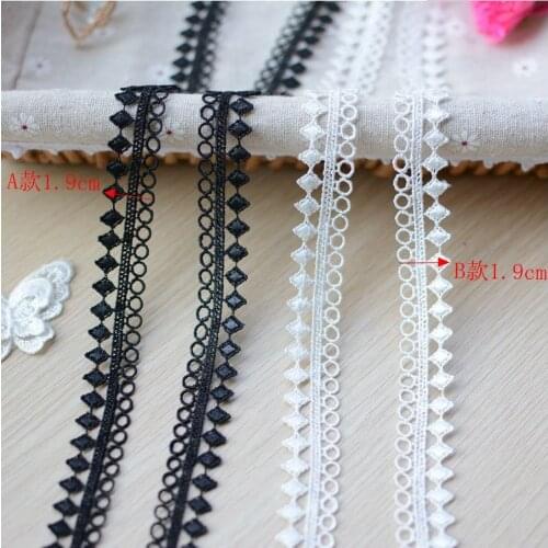 2 meters/lot 1.9cm Width Black White Embroidered Lace Fabrics Womens Clothing DIY Lace Trim