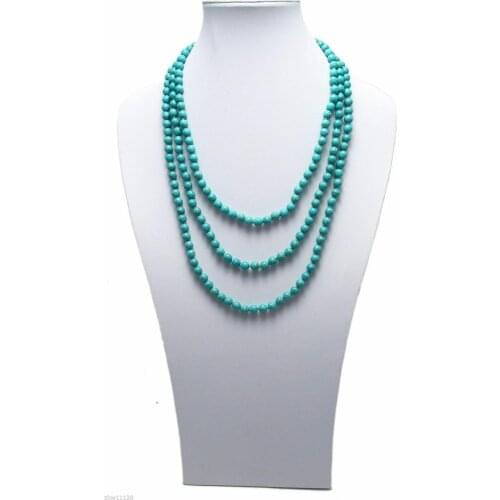 AAA Genuine Natural Turquoise 8mm Bead Stranded Necklace 80