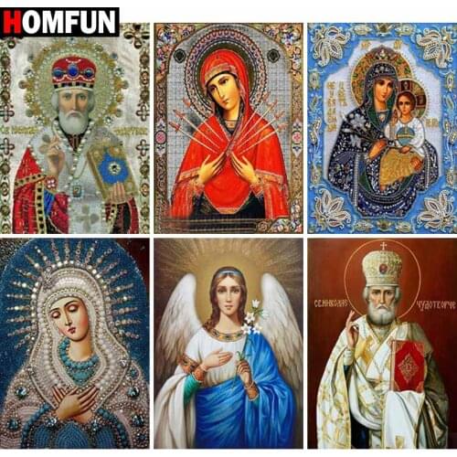 HOMFUN Full Square/Round Drill 5D DIY Diamond Painting "Religious portrait theme" Embroidery Cross Stitch 5D Home Decor Gift