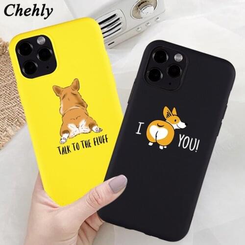 Cute Corgi Phone case for iphone 6s 7 8 11 12 Mini Plus Pro X XS Max XR Cases Sofe silicone Fitted TPU Bake covers Accessories