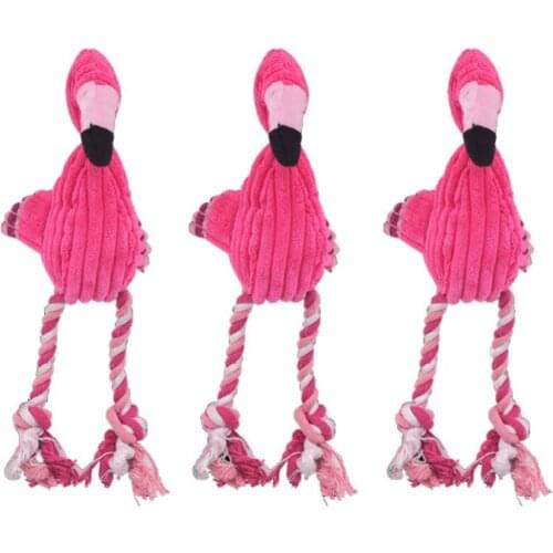 Cleaning Teeth Squeaky Interactive Cartoon Animal Flamingo Shaped Cotton Rope Dog Toy Pet Training Products Pet Chew Toys 1 pcs
