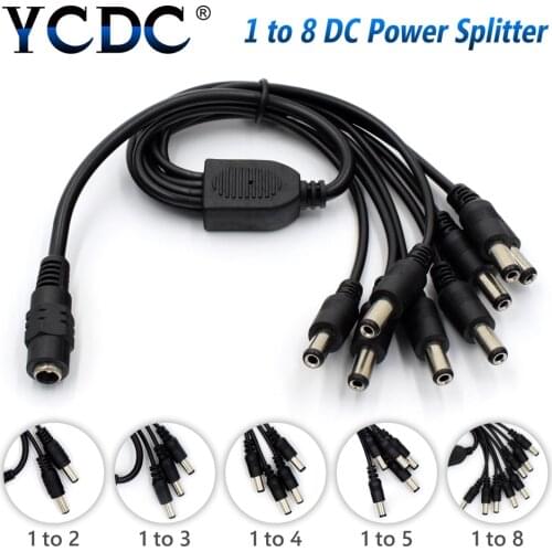 DC 12V Power 1 Female to 2 3 4 5 8 Male Way Splitter Adapter Connector Plug Cable 5.5mm*2.1mm For CCTV Camera LED Strip Light