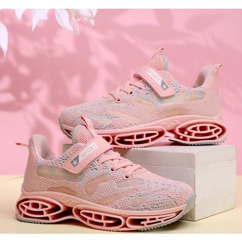 New Childrens Mesh Breathable Sneakers, Childrens Fashion Blade Comfortable Sneakers, Girls School Running Sneakers 31-39