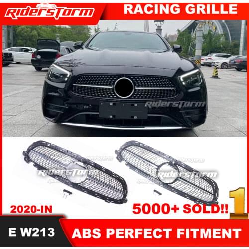 For mercedez bens W213 Sport Diamond grille ABS Black With Camera E-Class E200 E250 E300 E350 E400 E500 E550 E63 E260 2020