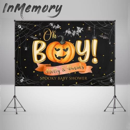 Halloween Party Background for Kids Night Sky Spider Net Pimpkin Baby Shower Backdrop for Photo Studio Photobooth Props