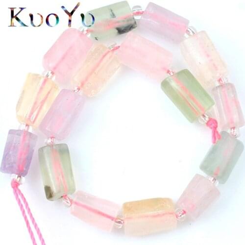 Natural Faceted Gem Mixed Crystal Beads Cylinder Loose Spacer Beads For Jewelry Making DIY Ear Charm Bracelets 7.5"Strand 8x11mm