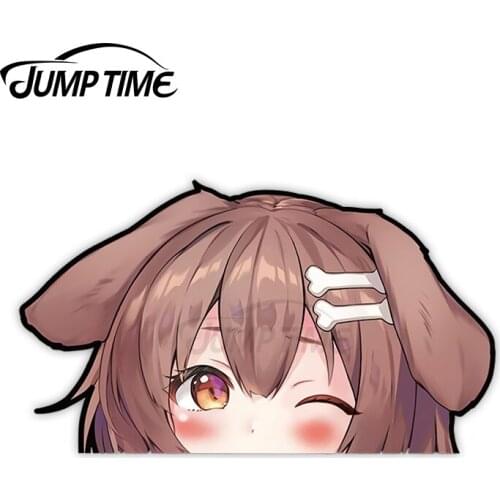 JumpTime 13 x 5.6cm Korone Inugami Peeker Anime Eekum Bokum Big Head Car Sticker Scratch-Proof Decal Windshield Vinyl Car Wrap