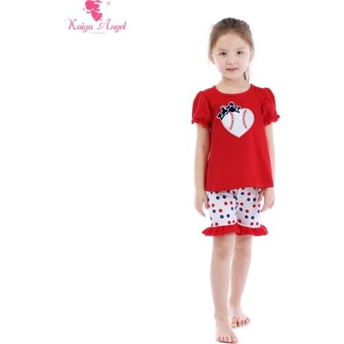 Kaiya Angel 4th Of July Newborn Baby Boy Girl Boutique Kids Clothing Red Cotton Short Sleeve Suit Toddler Girls Summer Clothing
