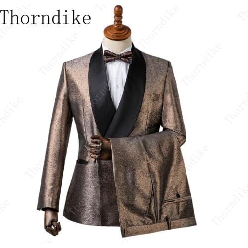 Jackets + Pants) Men Business Casual Slim Suit Sets Fashion printed Tuxedo Wedding formal dress Blazer stage performances Suit
