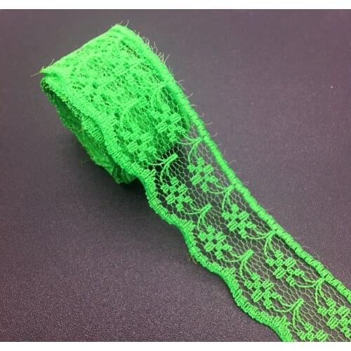 3/4" 20mm Wide (10yards/lot)Green Handicrafts Embroidered Net Lace Trim Ribbon DIY Wedding/Birthday/Christmas Decorations