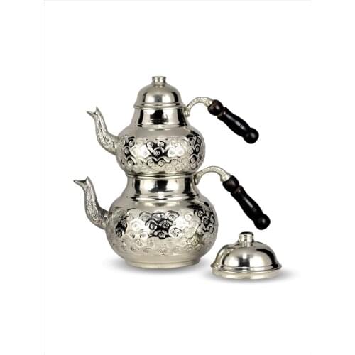 Morya Copper Turkish Tea Pots Set 1teapot Warmer Coffee Teaware Kettle Infuser Vintage Kitchen Decor Handmade 2.5L