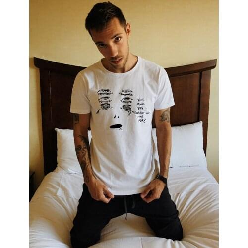 Fallin' In Love for Print Mens Streetwear Graphic Tees Men Short Sleeve Round Neck White T-shirts Funny Tops Harajuku Aesthetic