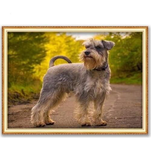Animal Dog Schnauzer DIY Embroidery 11CT Cross Stitch Kits Needlework Craft Set Cotton Thread Printed Canvas Home Decoration New