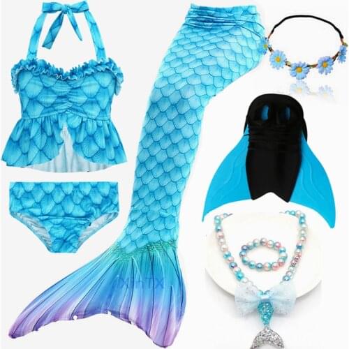NEW!Girls Kids Mermaid Tail Swimmable Bikini Set Bathing Suit Fancy Children Mermaid Tail Costume Cosplay 3-12Y