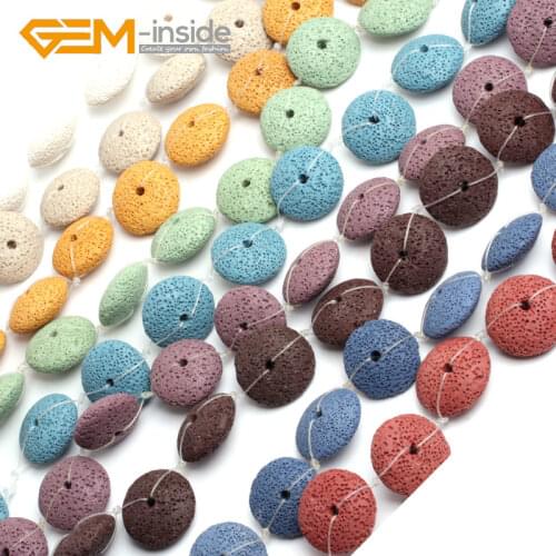 Wholesale Store! 27mm Coin Shape Lava Stone Beads Natural Stone Beads Loose Beads For Jewelry Making Strand 15 inches DIY