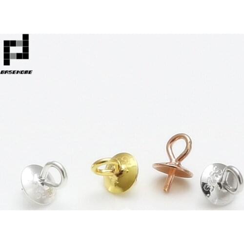 BASEHOME 10pcs/lot 3mm/4mm 925 Sterling Silver Cabochon Base Clasps Hooks For Bracelet Necklace Connectors DIY Jewelry Making