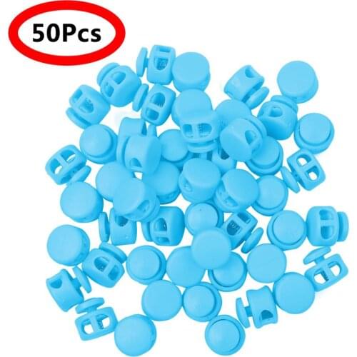 50Pcs Plastic Cord Locks Double Hole Spring Cord Locks End Toggle Stoppers for Camping & Hiking Shoelace Backpacks Replacement