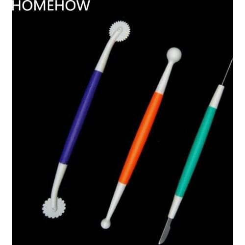 3PCS/Set Plastic Cake Fondant Modelling Tool Doube Ended 6 Patterns Gumpaste Fondant Flower Modelling Baking Craft Cake Mold