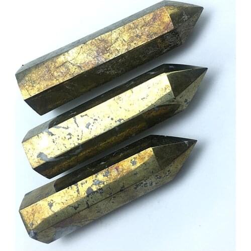 RareNatural Copper Pyrites Wand Healing Crystal Six Siege Point Minerale Gemstone Obelisk Home Art Decoration Reiki Chakra Gift