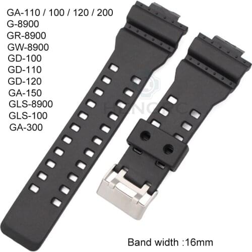 Wholesale 20pcs Rubber Watchbands Men Black Sport Diving Silicone 16mm Watch Strap Band Metal Buckle For Casio
