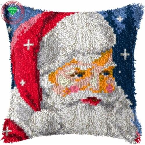 Christmas decoration Santa Latch Hook Cushion Kit Gift DIY Needlework Crocheting Throw Unfinished Yarn Embroidery Set embroidery