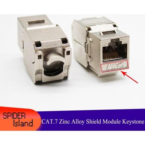 Network RJ45 Cat7 Keystone Jack Module 360 Degree Zinc Alloy Full Shielded RJ45 Socket Tool-free Termination Connector