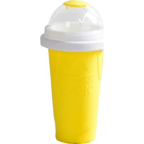 Silicone Smoothie Cup for Ice Cream Making Summer Smoothie Mug Double Layer Home Milkshake Juice Mug Frozen Squeeze Cooler Mug