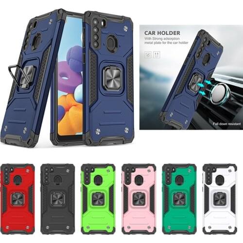 Shockproof Anti-drop Armor Finger Ring Holder PC + TPU Magnetic Phone Case Cover for Galaxy A10 A20 A30 A50 A70 A90 A50s A70s