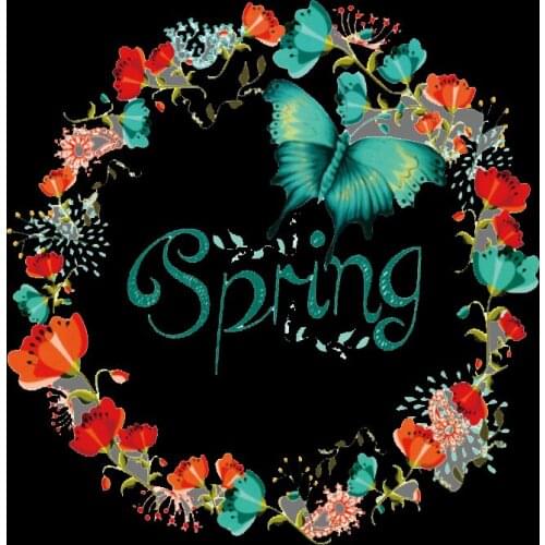 Spring Flower Butterfly Cute Girl Patch Iron On Transfers For Tshirt Clothes Vinyl Hot Heat Thermal Transfer Stickers Applique