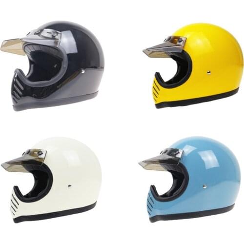 Handmade Fiberglass Shell Cafe Racer Full Face Vintage Motorcycle Helmet MOTO 3 Style Japanese&Korea Retro Racing Casco Moto DOT