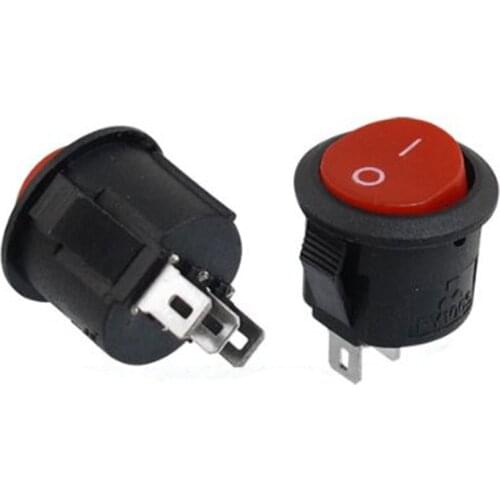 WSFS Hot Sale 10 pcs SPDT Black Red Button On/On Round Rocker Switch AC 6A/125V 3A/250V