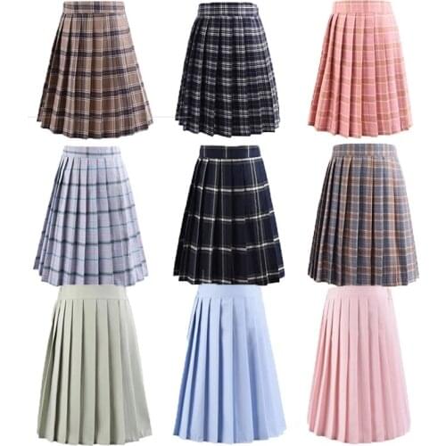 Women Summer High Waist Pleated Plaid Skirt 2020 Female Anime Short Skirts Cute Mini Skirt Jk Uniforms Sailor Suit Short Skirts