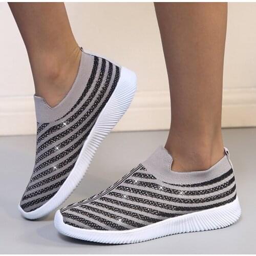Womens Sports Shoes Socks Shoes Crystal Spring and Autumn Leisure Sports Shoes Flat Shoes Womens Walking Basket Femme Large 43
