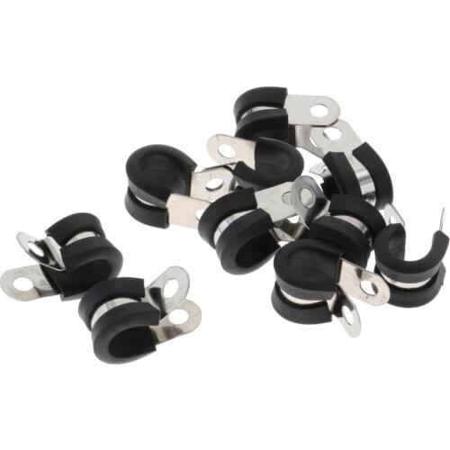 10Pcs Insulated 13mm 1/2" P Tube Clips Hose Pipe Line Clamp P Type 13x36mm