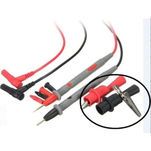 1000V 20A gold-plated copper needle watch pen multimeter pen line watch pen with red and black crocodile test clip extension cor