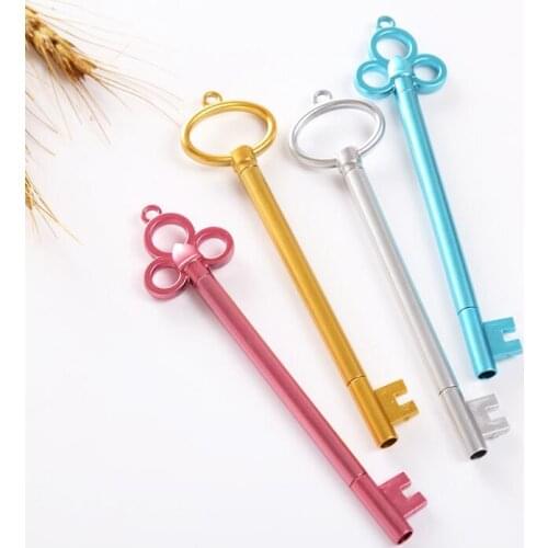 4 pcs/lot Novelty Restore Ancient Ways Golden Key Shape Gel Pens Ink Cute Pen for School Office Supplies Kawaii Stationery