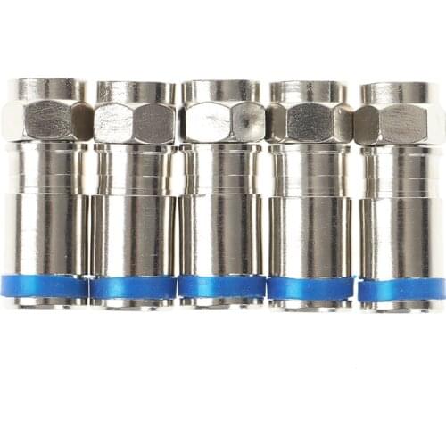 5Pcs High Quality F-Type Male Plug Compression Connectors For RG6 Coax Coaxial TV Cable