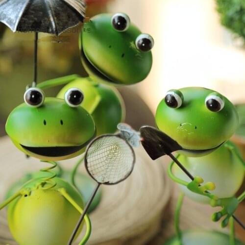 6 Pieces/set) Iron Frogs Garden Decoration Animals Outdoor