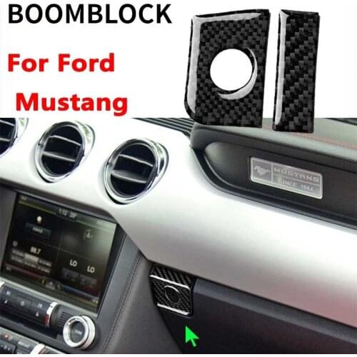 BOOMBLOCK Carbon Fiber Car Accessories Interior ToolBox Protective Cover Trim Stickers For Ford Mustang 2015 2016 2017 2018 2019