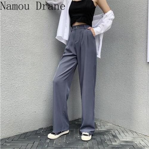 Make Firm Offers The Drape Spot Wide-legged Pants Trousers of Tall Waist Object Mop Feeling Loose Trousers Straight Leisure Suit