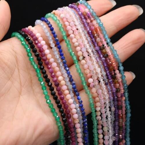 Natural Stone Beads Section Bead 3mm Lapis Lazuli/Fluorite/Tourmaline/Pink Opal For Jewelry Making DIY Necklace Accessory