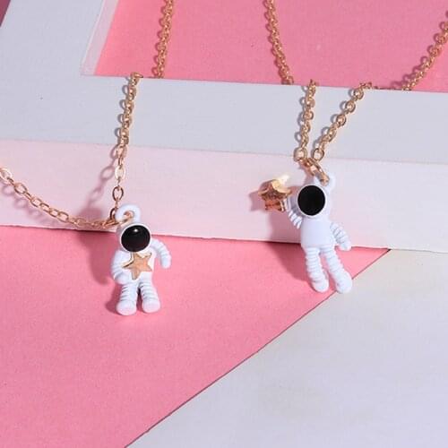 2020 Universe Astronaut Chain Necklaces for Women Men Small Star Pendants Necklaces Handmade Jewelry Valentines Day Gifts