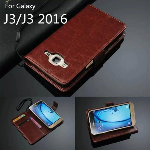 For Fundas Galaxy J3 2016 card holder cover case For Samsung Galaxy J3 Pu leather phone case wallet flip cover Quality Holster